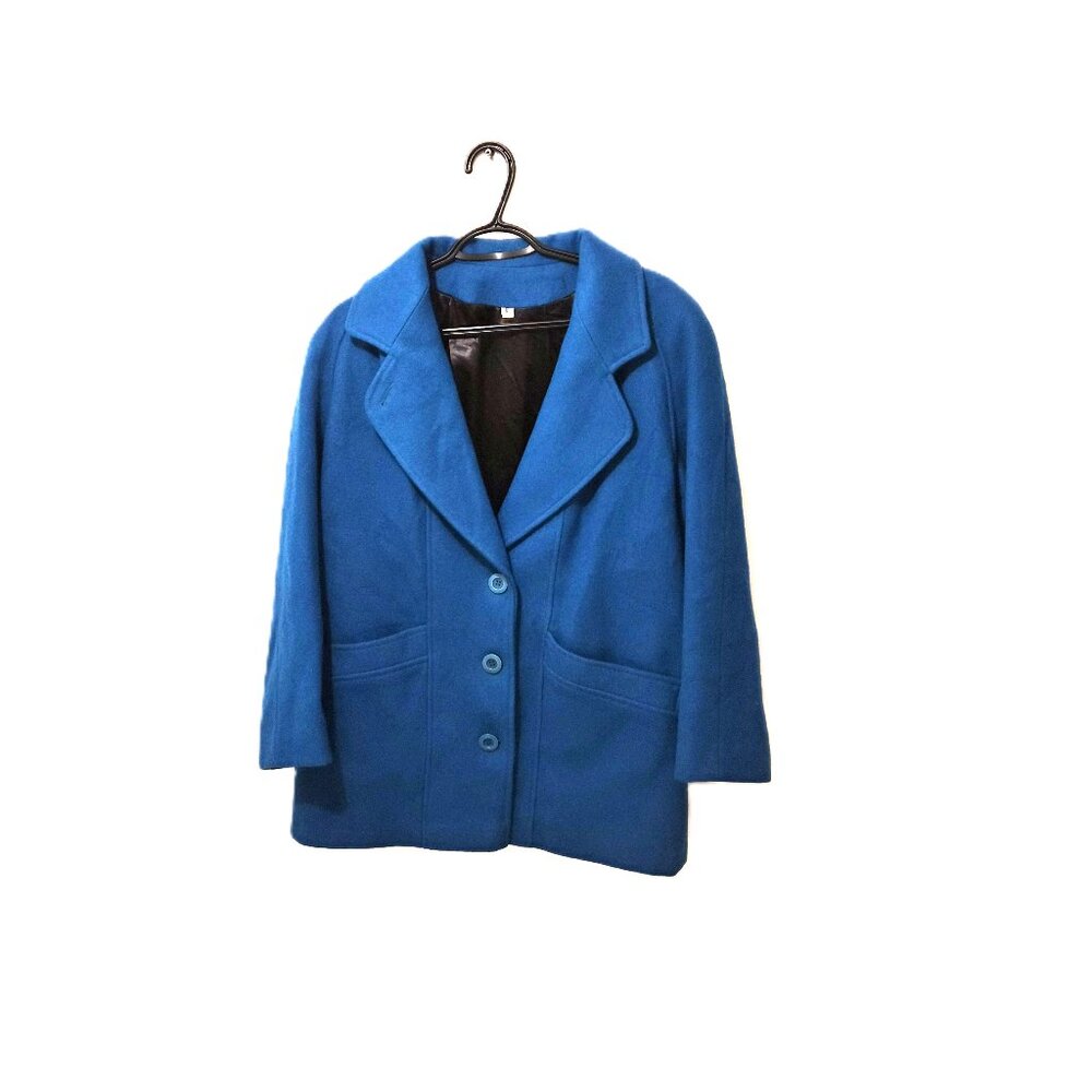 VTG Turquoise Teal Wool Coat – Tradition Sears 8 Powerdressing Monochrome Retro